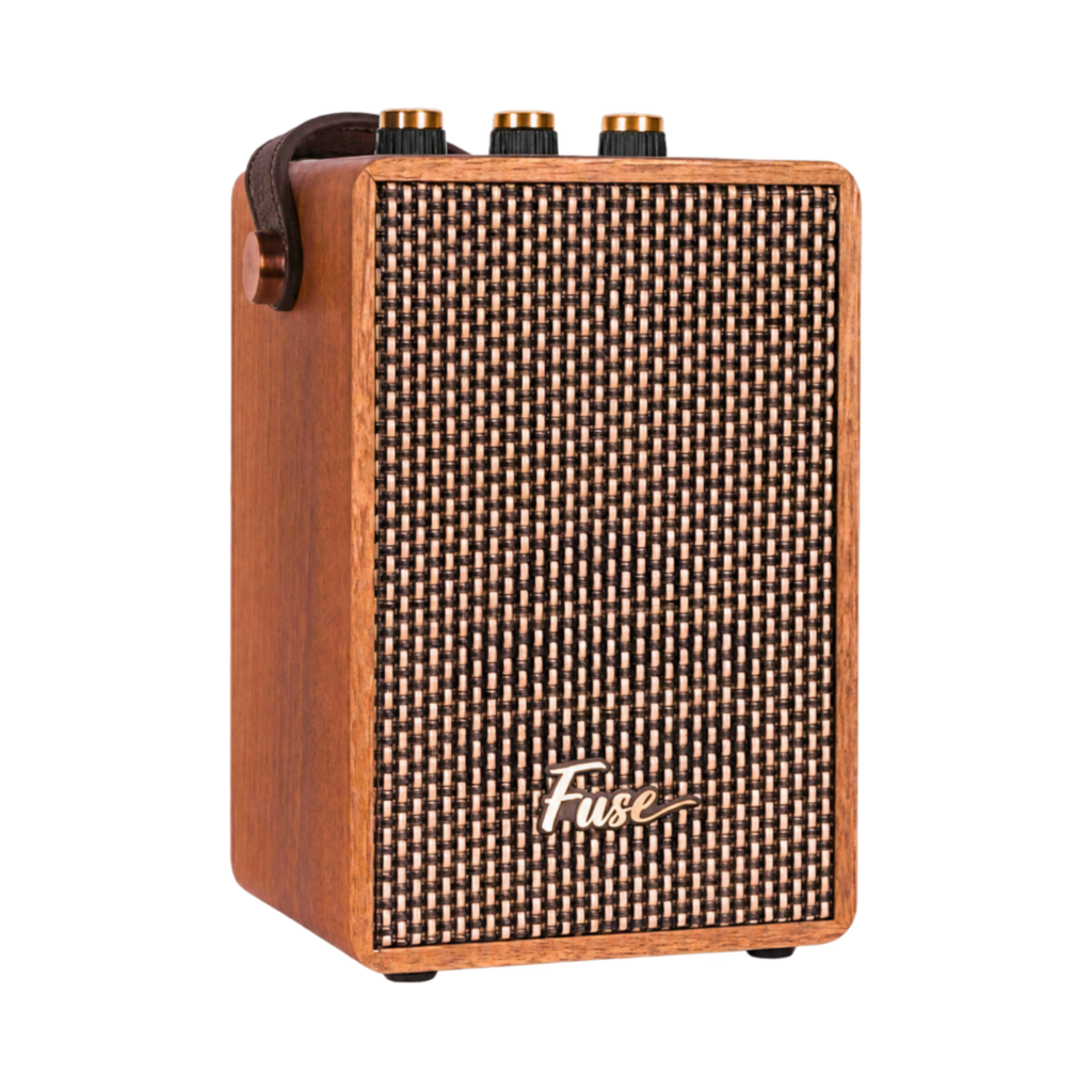 Fuse retro Bluetooth speaker in brown wood veneer
