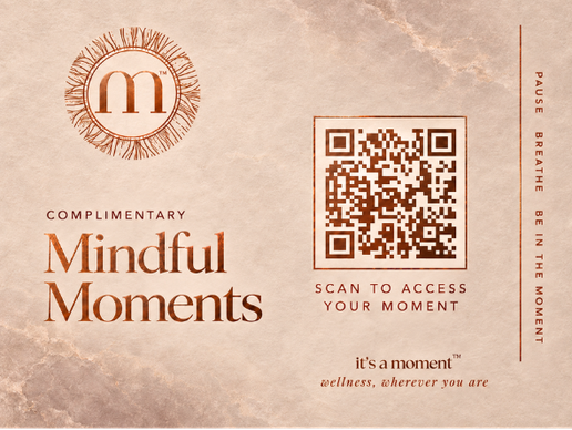 Mindful Moments card with QR code for free guided meditations