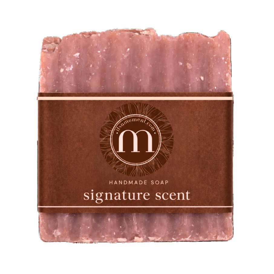 Moment Signature Scent handmade artisan soap bar with It's a Moment band
