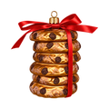 Noel Box chocolate chip cookie stack glass ornament