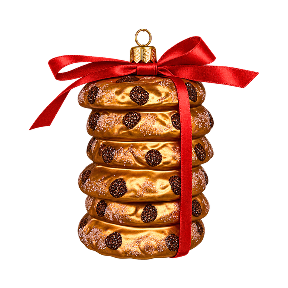 Noel Box chocolate chip cookie stack glass ornament