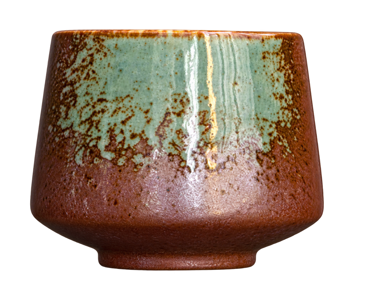 Moment Ritual Mug, 7 oz hand-glazed green and brown stoneware