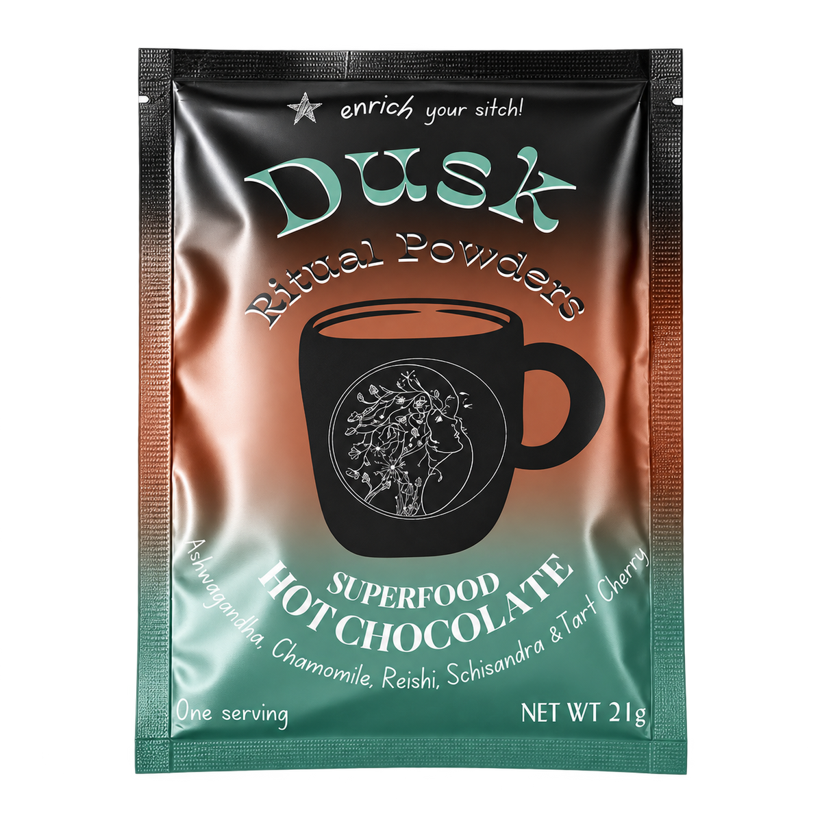 Dusk Reishi Hot Chocolate pouch by Ritual Powders