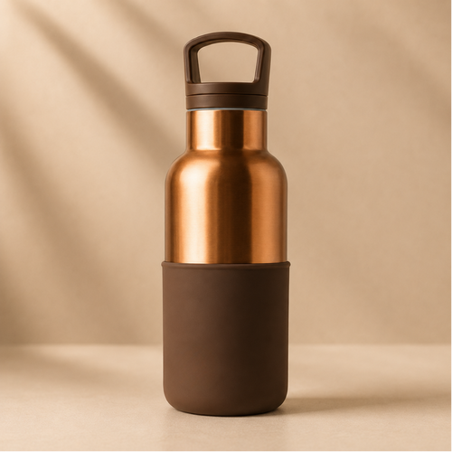 12 oz insulated bronze thermos bottle — corporate wellness kit drinkware