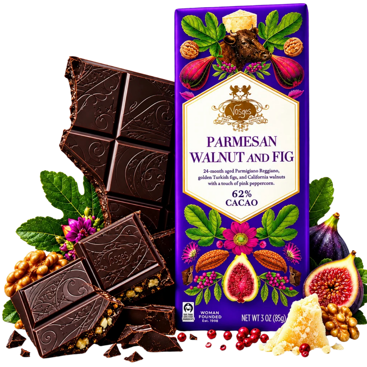 Vosges Parmesan, Walnut & Fig Dark Chocolate Bar | 3 oz