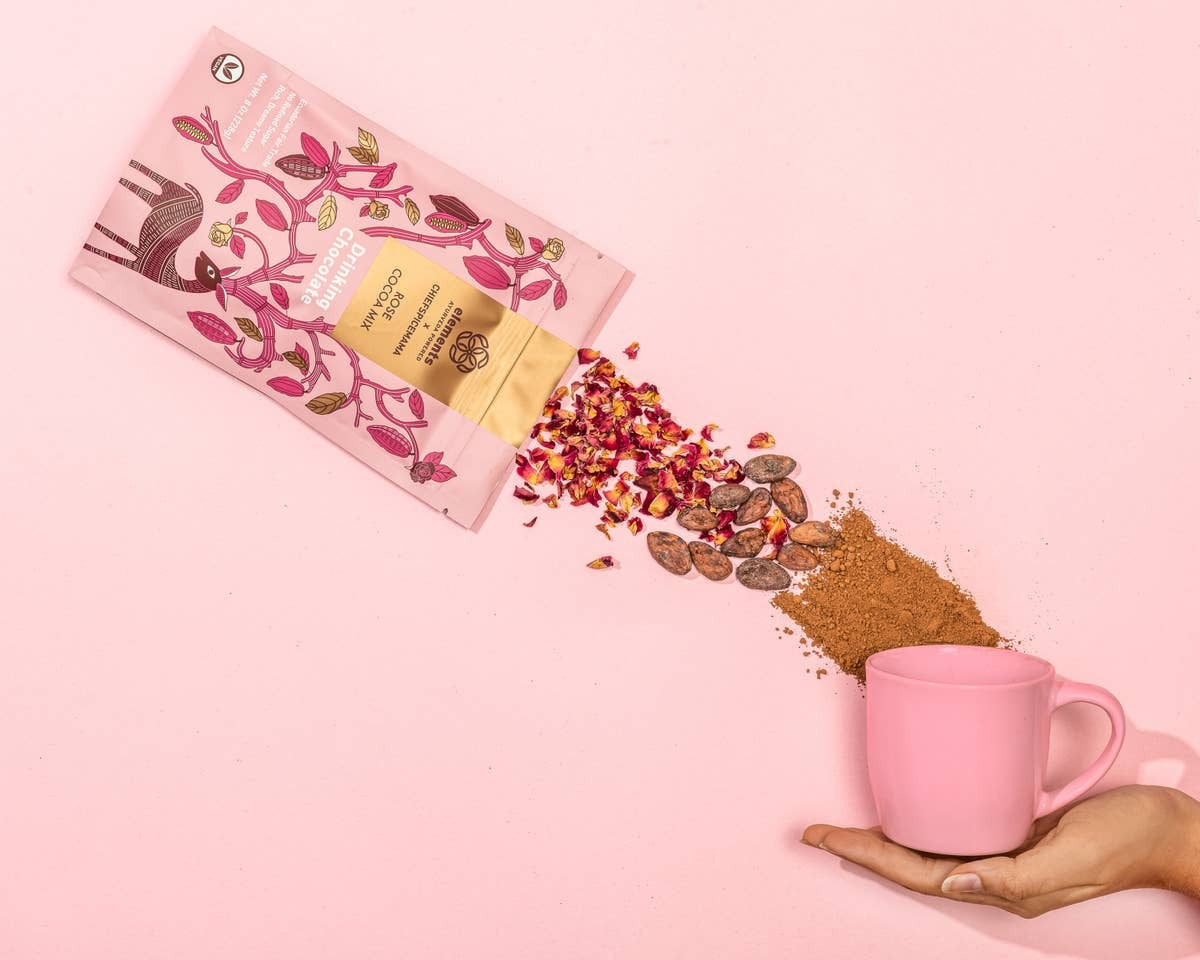 Elements Truffles Rose Drinking Chocolate, pink 8 oz pouch, view 4